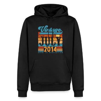 Juli 2014, Juli 2014 Geburtstagsgeschenk. - Männer Premium Bio Hoodie - Schwarz - Vorne - Nico (187cm)