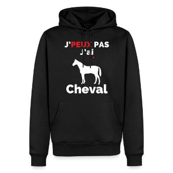 J'peux pas j'ai Cheval - Sweat à capuche Premium bio Homme - noir - Devant - Nico (187cm)