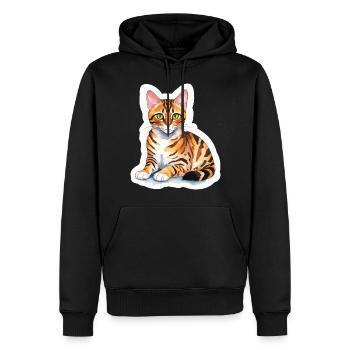 Chat du Bengale Aquarelles - Sweat à capuche Premium bio Homme - noir - Devant - Nico (187cm)