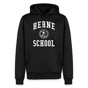École Herne Collège universitaire École universitaire - Sweat à capuche Premium bio Homme - noir - Devant - Nico (187cm)