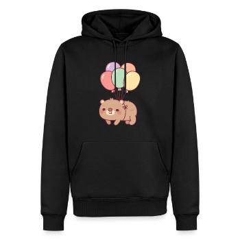 Cute Brown Bear and Balloons - Men’s Premium Organic Hoodie - black - Front - Nico (187cm)