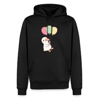 Cute White Duck With Balloons - Men’s Premium Organic Hoodie - black - Front - Nico (187cm)
