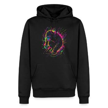 Affe Gorilla Schimpanse Neon Farbenfroh Bunt - Männer Premium Bio Hoodie - Schwarz - Vorne - Nico (187cm)