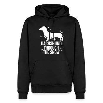 Dackel durch den Schnee - Männer Premium Bio Hoodie - Schwarz - Vorne - Nico (187cm)