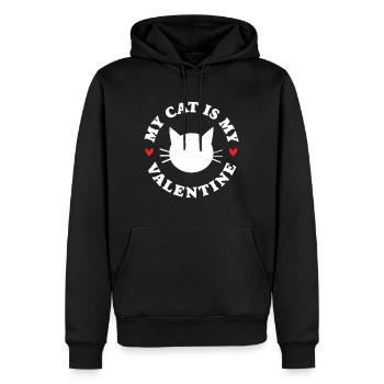 Mon chat est mon Valentin - Sweat à capuche Premium bio Homme - noir - Devant - Nico (187cm)