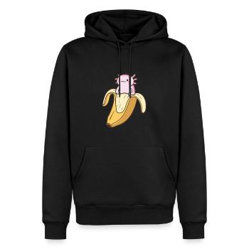 Funny Axolotl In Banana - Men’s Premium Organic Hoodie - black - Front - Nico (187cm)