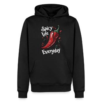 Spicy Life – Chili Vibes pour tous les jours - Sweat à capuche Premium bio Homme - noir - Devant - Nico (187cm)