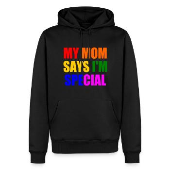 my mom says i'm special - Männer Premium Bio Hoodie - Schwarz - Vorne - Nico (187cm)