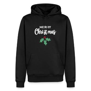 Frohe Weihnachten Stechpalme - Männer Premium Bio Hoodie - Schwarz - Vorne - Nico (187cm)