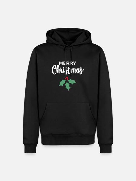 Frohe Weihnachten Stechpalme - Männer Premium Bio Hoodie - Schwarz