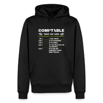Humour Comptable Tarif Horaire Métier Comptabilité - Sweat à capuche Premium bio Homme - noir - Devant - Nico (187cm)