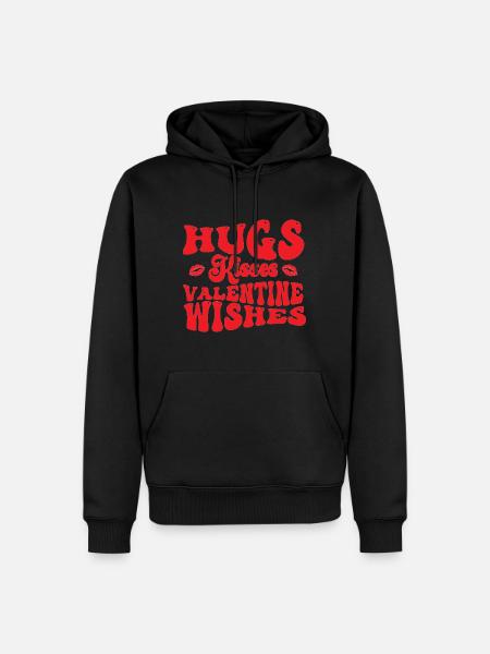 Câlins Bisous Saint-Valentin Souhaits - Sweat à capuche Premium bio Homme - noir