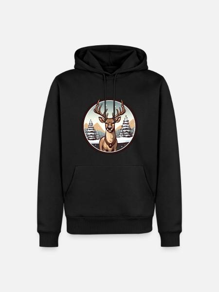 Deer in winter - Men’s Premium Organic Hoodie - black