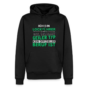 Verdammt geiler Typ - Lockführer Edition - Männer Premium Bio Hoodie - Schwarz - Vorne - Nico (187cm)