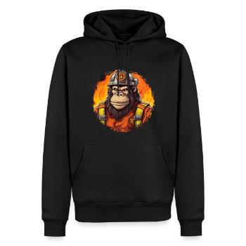Singe Pompier / Singe Pompier - Sweat à capuche Premium bio Homme - noir - Devant - Nico (187cm)