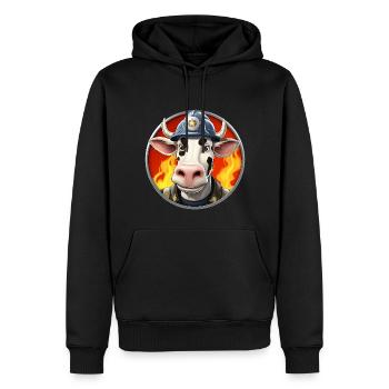 Vache de pompiers - Sweat à capuche Premium bio Homme - noir - Devant - Nico (187cm)