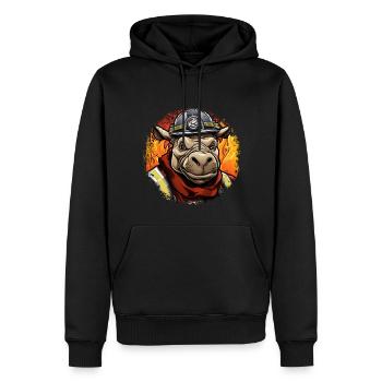 Nilpferde Feuerwehr - Männer Premium Bio Hoodie - Schwarz - Vorne - Nico (187cm)