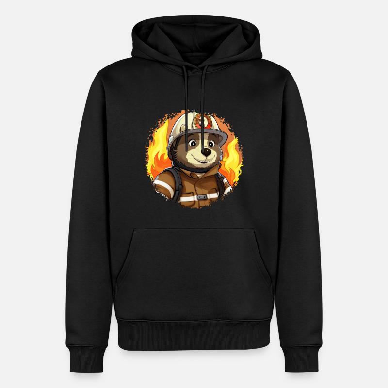 Feuerwehrmann Maulwurf - Männer Premium Bio Hoodie - Schwarz