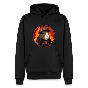 Cochon d’Inde des pompiers - Sweat à capuche Premium bio Homme - noir - Devant - Nico (187cm)