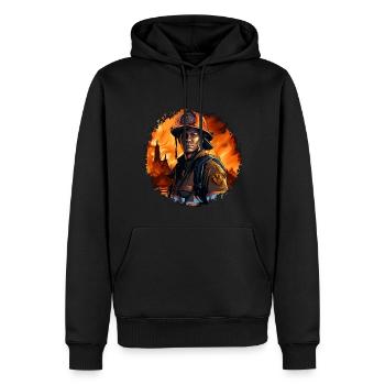Pompier Pompier - Sweat à capuche Premium bio Homme - noir - Devant - Nico (187cm)