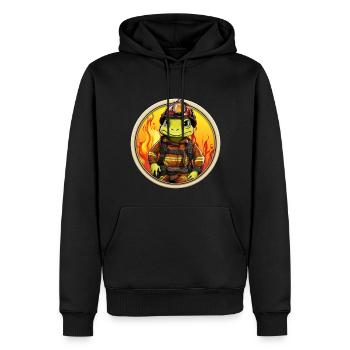 Frosch Feuerwehr - Männer Premium Bio Hoodie - Schwarz - Vorne - Nico (187cm)