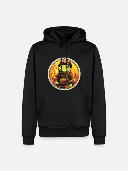 Frosch Feuerwehr - Männer Premium Bio Hoodie - Schwarz