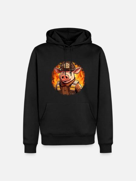 Fire Brigade Pig - Men’s Premium Organic Hoodie - black