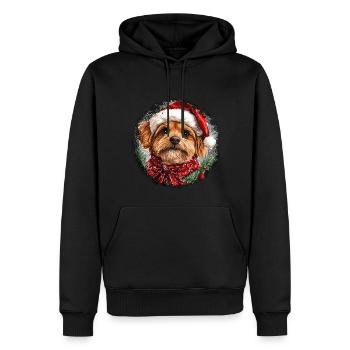 Chiens Noël - Sweat à capuche Premium bio Homme - noir - Devant - Nico (187cm)