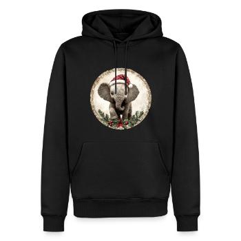 Elefanten Weihnachten / Weihnachtsmann Elefant - Männer Premium Bio Hoodie - Schwarz - Vorne - Nico (187cm)