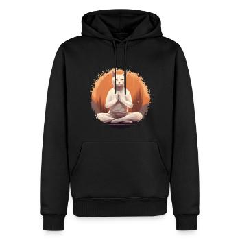 Chat de Yoga - Sweat à capuche Premium bio Homme - noir - Devant - Nico (187cm)