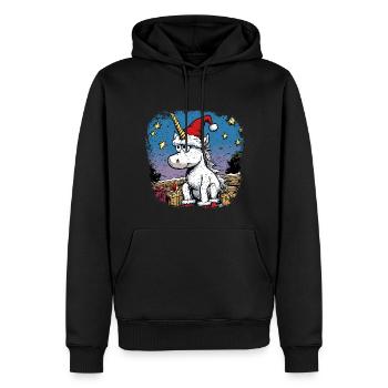 Licornes de Noël - Sweat à capuche Premium bio Homme - noir - Devant - Nico (187cm)