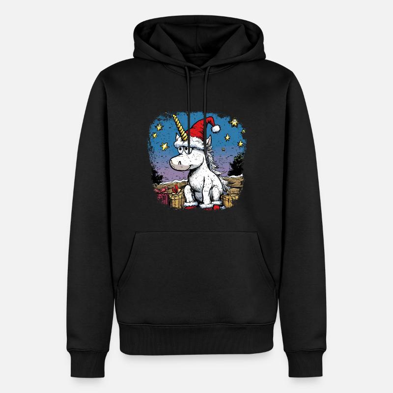 Weihnachten Einhörner - Männer Premium Bio Hoodie - Schwarz