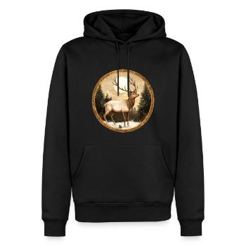 Noël Cerf / Père Noël Cerf - Sweat à capuche Premium bio Homme - noir - Devant - Nico (187cm)