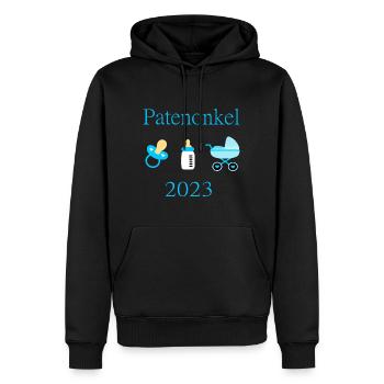 Patenonkel 2023 Geburt Junge Taufe - Männer Premium Bio Hoodie - Schwarz - Vorne - Nico (187cm)