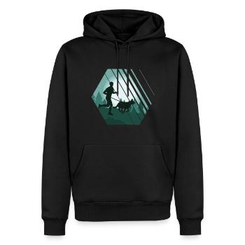 Canicross cross-country avec des sports canins - Sweat à capuche Premium bio Homme - noir - Devant - Nico (187cm)