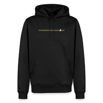 Gestreifte Retro-Katzensilhouette - Männer Premium Bio Hoodie - Schwarz - Vorne - Nico (187cm)