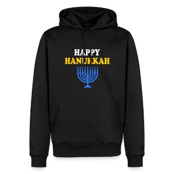 HAPPY HANUKKAH - Sweat à capuche Premium bio Homme - noir - Devant - Nico (187cm)
