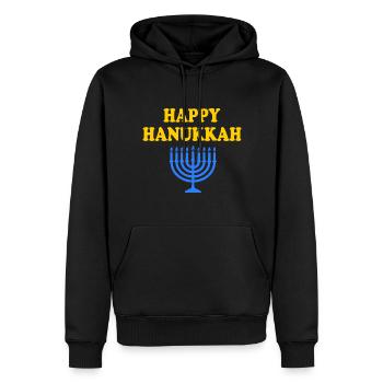 HAPPY HANUKKAH - Männer Premium Bio Hoodie - Schwarz - Vorne - Nico (187cm)