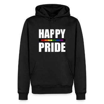 Happy pride - Sweat à capuche Premium bio Homme - noir - Devant - Nico (187cm)