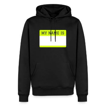 My name is Mein Name ist Namensschild - Männer Premium Bio Hoodie - Schwarz - Vorne - Nico (187cm)