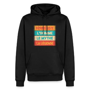 Pépiniériste, L'homme Le mythe cadeau pépiniériste - Sweat à capuche Premium bio Homme - noir - Devant - Nico (187cm)