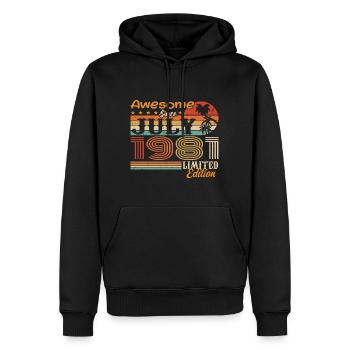 Juli 1981 Juli Geburtstagsgeschenk Juli 1981 - Männer Premium Bio Hoodie - Schwarz - Vorne - Nico (187cm)