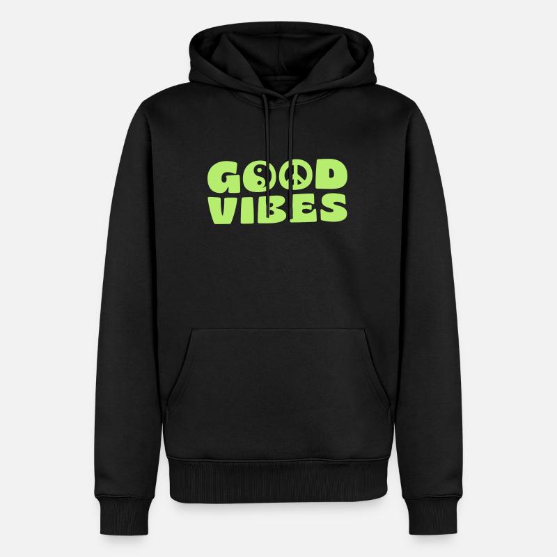 GOOD VIBES - Männer Premium Bio Hoodie - Schwarz
