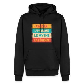 Caissier, L'homme, Le mythe, cadeau caissier. - Sweat à capuche Premium bio Homme - noir - Devant - Nico (187cm)