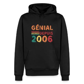 génial depuis 2006 - cadeau d'anniversaire - Sweat à capuche Premium bio Homme - noir - Devant - Nico (187cm)