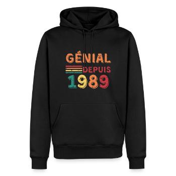 génial depuis 1989 - cadeau d'anniversaire - Sweat à capuche Premium bio Homme - noir - Devant - Nico (187cm)
