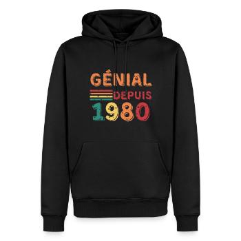 génial depuis 1980 - Sweat à capuche Premium bio Homme - noir - Devant - Nico (187cm)