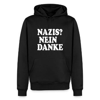 Nazis nein danke - Männer Premium Bio Hoodie - Schwarz - Vorne - Nico (187cm)