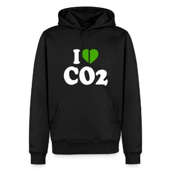 I love co2 - Sweat à capuche Premium bio Homme - noir - Devant - Nico (187cm)
