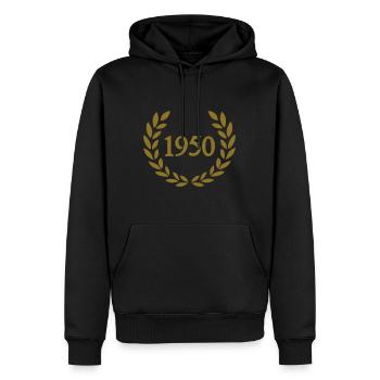 1950 - Männer Premium Bio Hoodie - Schwarz - Vorne - Nico (187cm)
